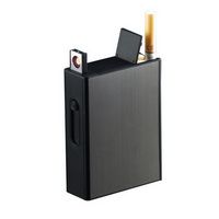 Metall -Zigarettenschachtel Full Pack 20 Regular Cigarettes Box mit flamenlosen Winddichten USB Rechargeable Electronic Lighter